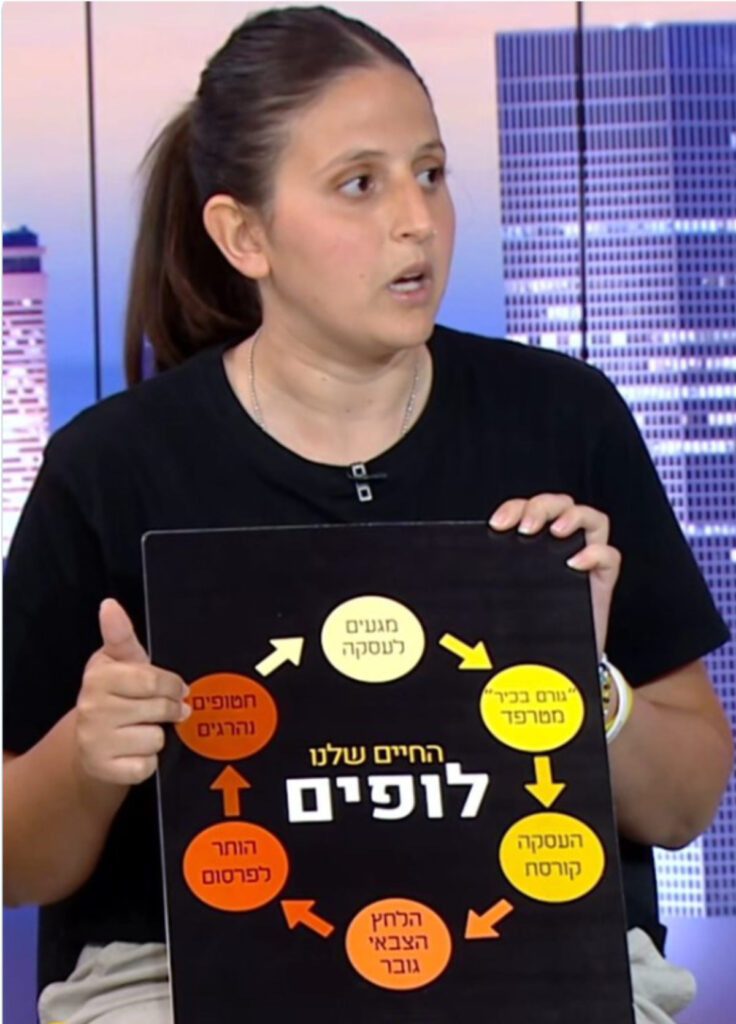 "החיים שלנו לופים": בתו של החטוף במחאה נגד נתניהו בשידור
